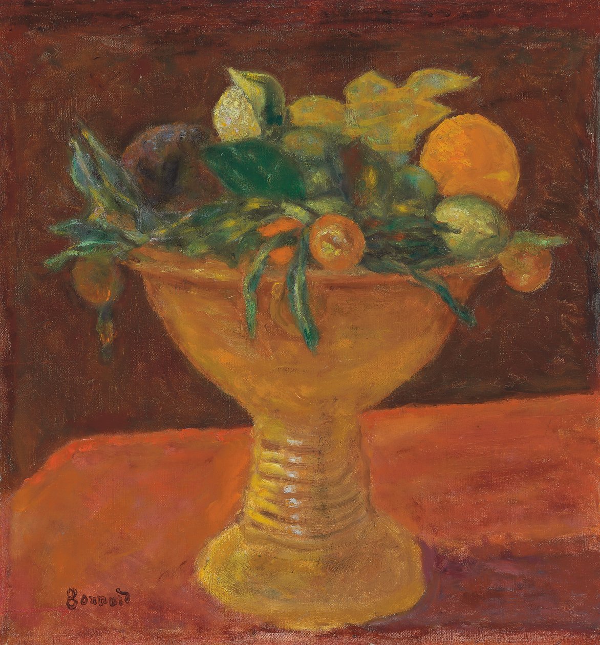 Hedelmäkulho mandariinien kanssa; Mandariinikompotti tekijältä Pierre Bonnard