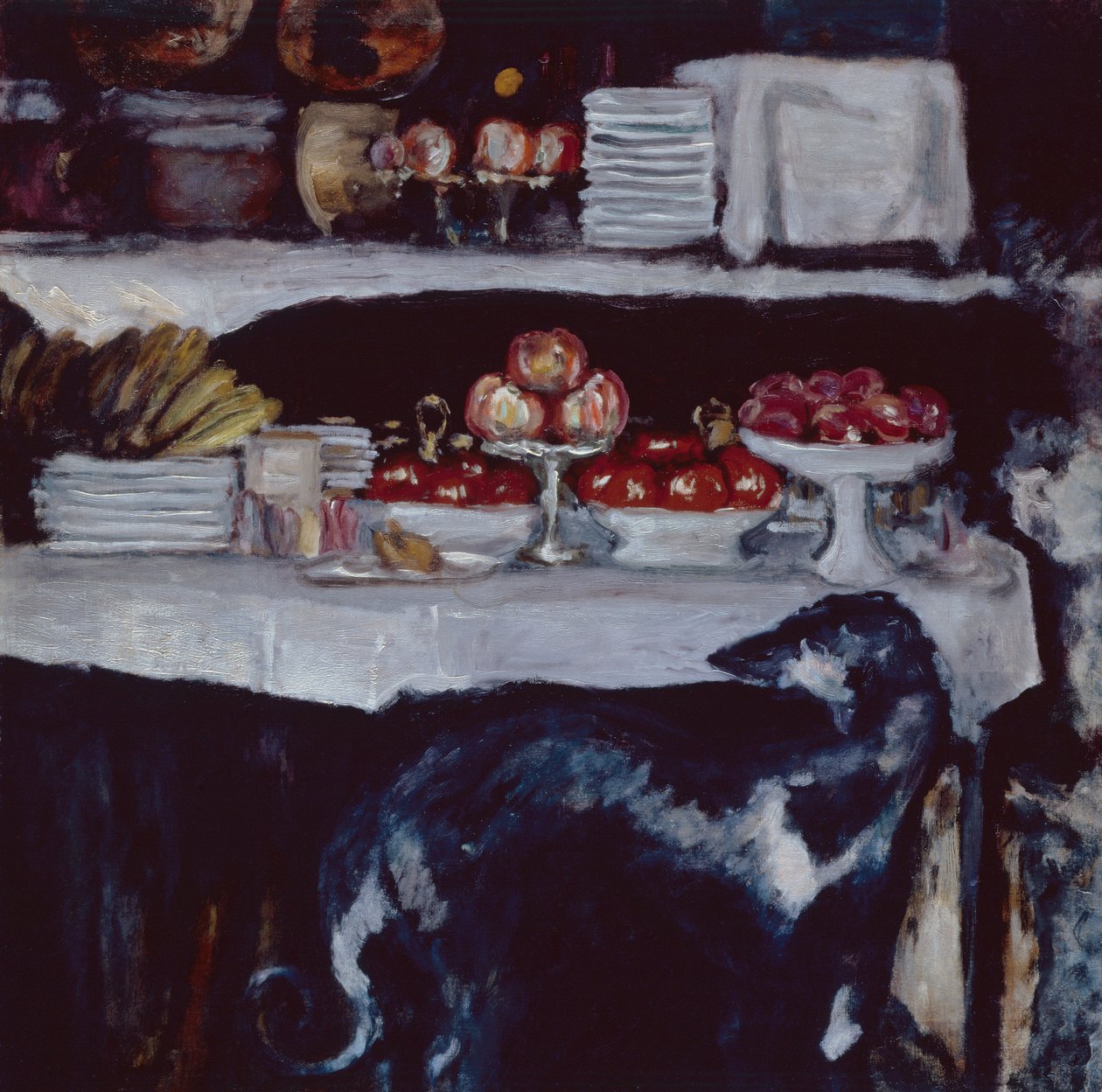 Vinttikoira ja asetelma, n. 1920-25 (öljy kankaalle) tekijältä Pierre Bonnard
