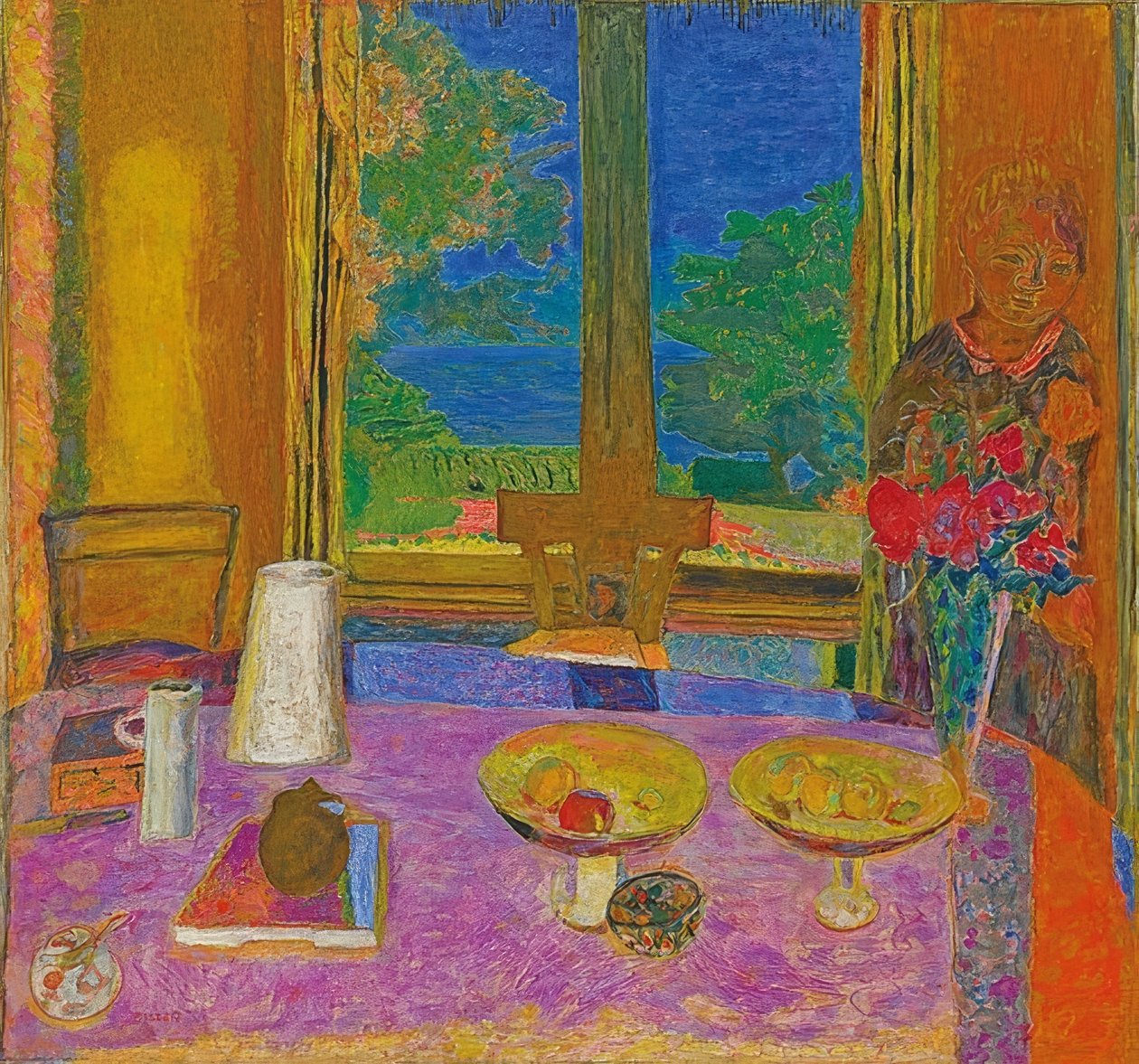 Suuri ruokailuhuone puutarhaan päin (Grande salle à manger sur le jardin). 1934-35 tekijältä Pierre Bonnard