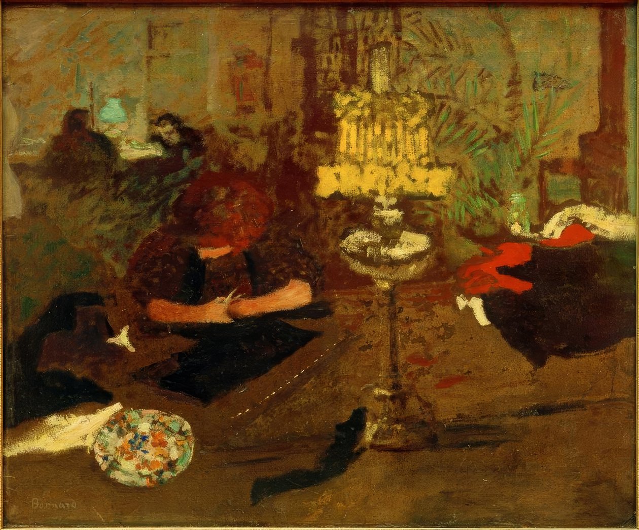 Nuori nainen lampun kanssa / Figuuri lampun kanssa tekijältä Pierre Bonnard