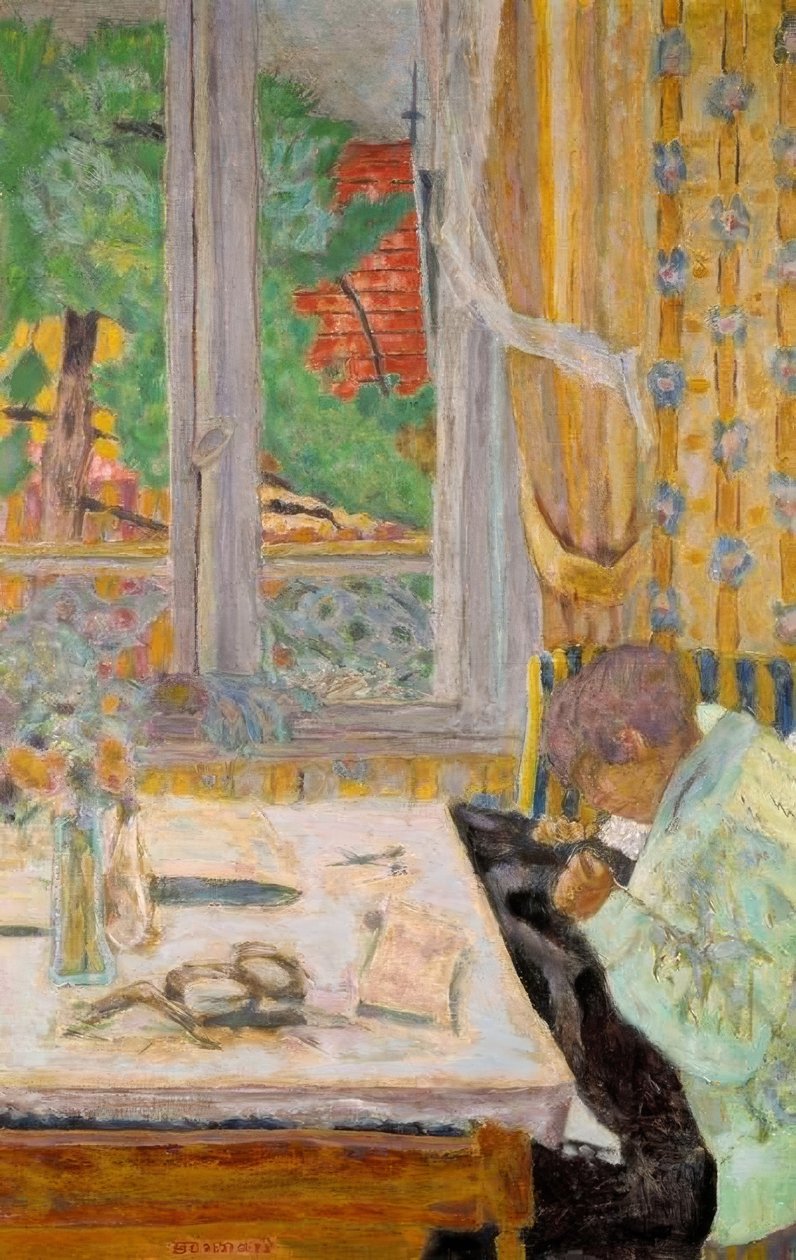 Ompelija tai ompelu ikkunasta tekijältä Pierre Bonnard