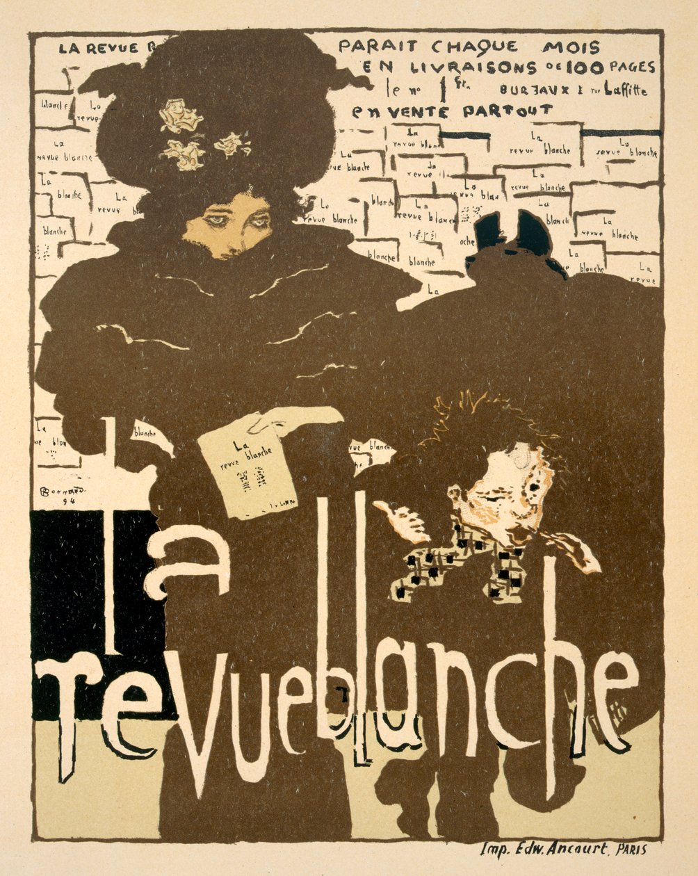 La Revue Blanche, juliste, joka mainostaa kuuluisan kuukausilehden ensimmäistä numeroa 1894 tekijältä Pierre Bonnard