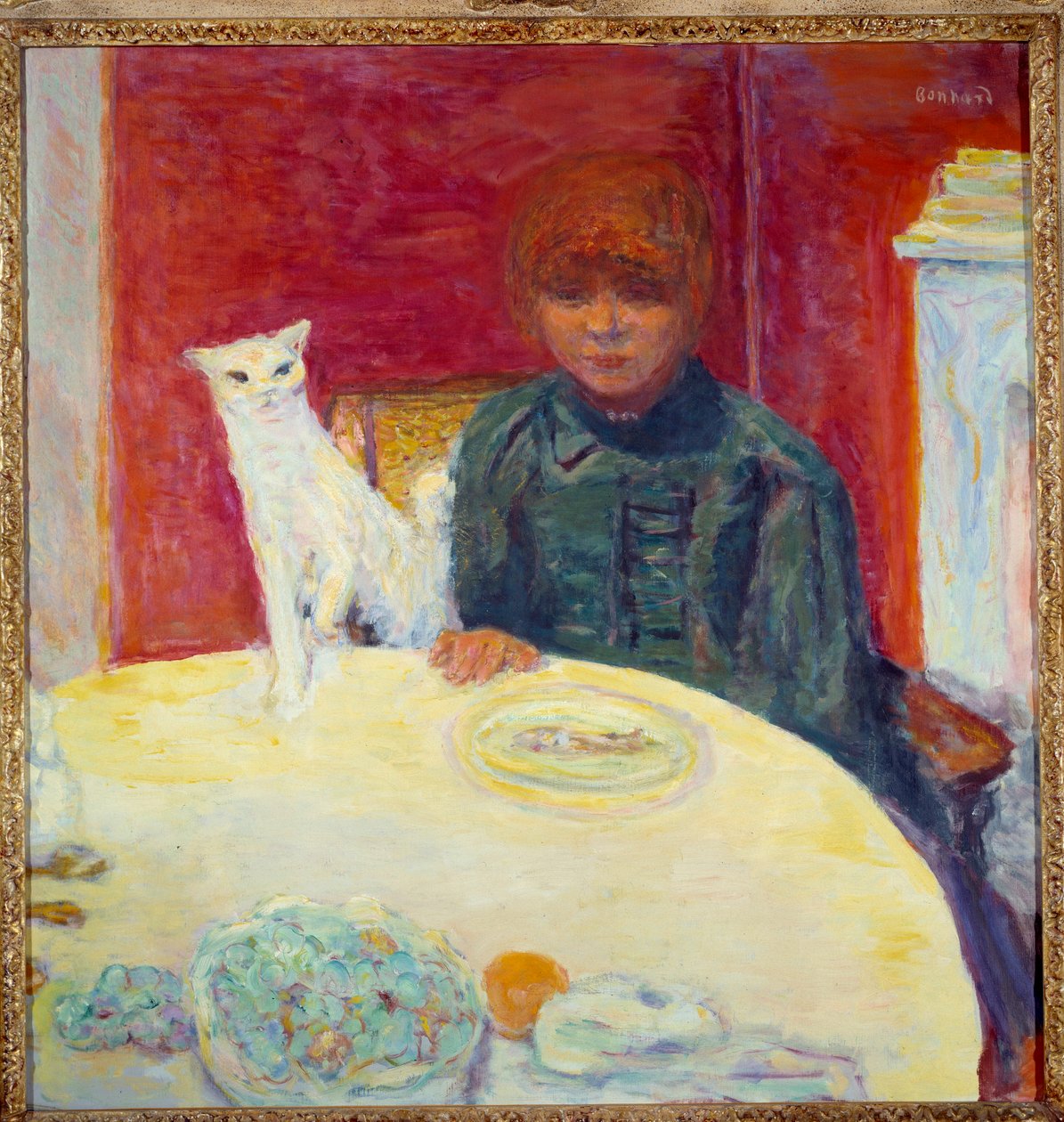 La nainen au chat ou le chat vaativa Pierre Bonnardin maalaus (1867-1947) 1900-luvun su. 0,78x0,77 m Pariisi, musee d