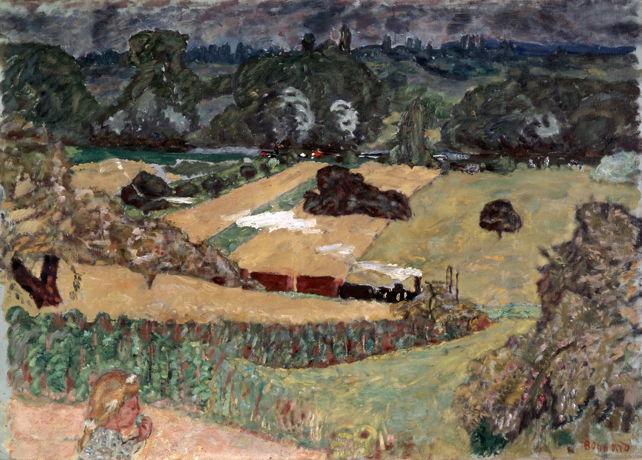 Maisema tavarajunalla, 1909. tekijältä Pierre Bonnard