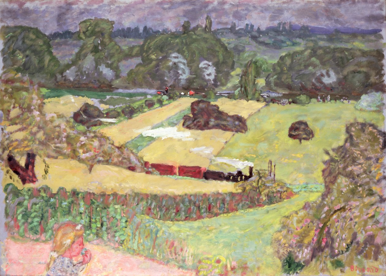 Maisema tavarajunalla, 1909 tekijältä Pierre Bonnard