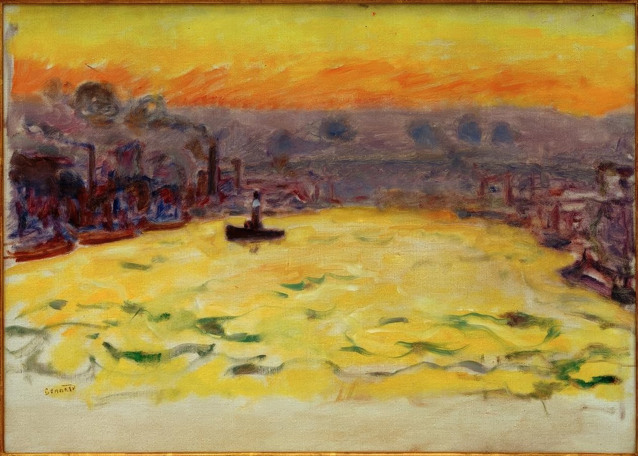 Satama, laskeva aurinko tekijältä Pierre Bonnard