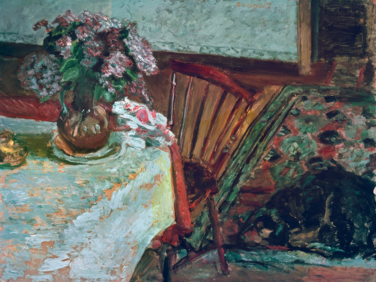 Musta koira ja syreenikimppu tekijältä Pierre Bonnard