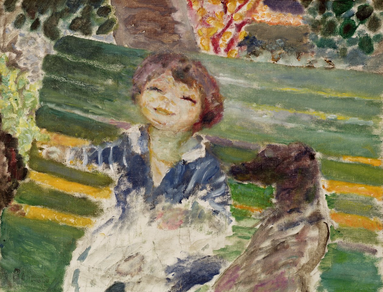 Pieni tyttö koiran kanssa tekijältä Pierre Bonnard