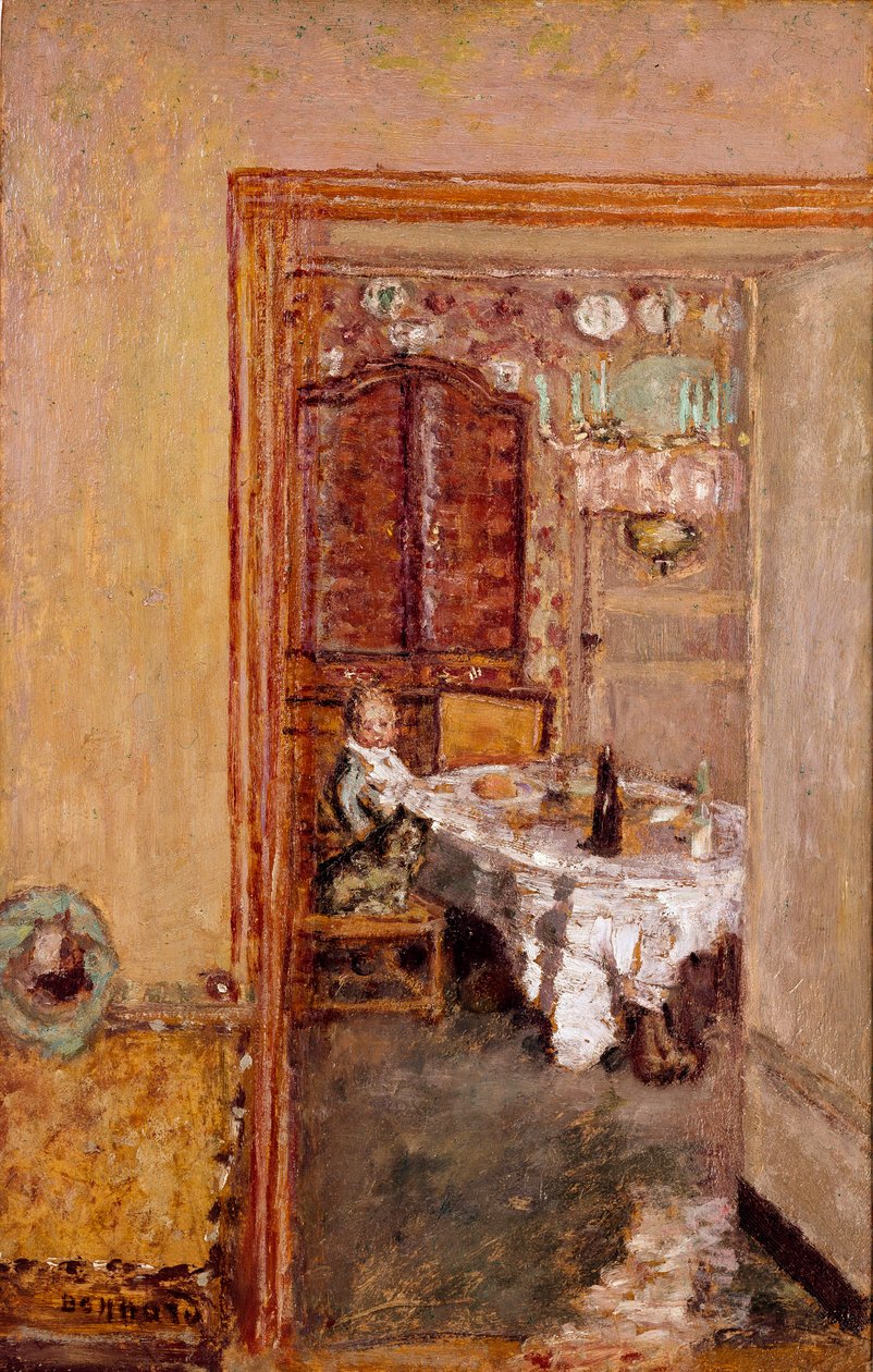 Pieni poika ruokasalissa. Pierre Bonnardin (1867-1947) maalaus 1898 Englantilainen yksityinen kokoelma tekijältä Pierre Bonnard