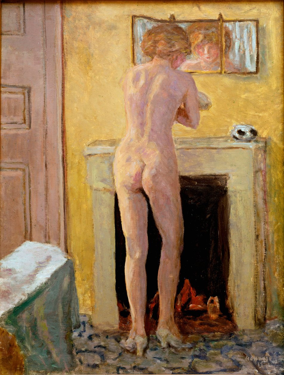 Alasti seisoo wc:ssä Pierre Bonnardin maalaus (1867-1947) 1919 Saint Tropez, Musee de l
