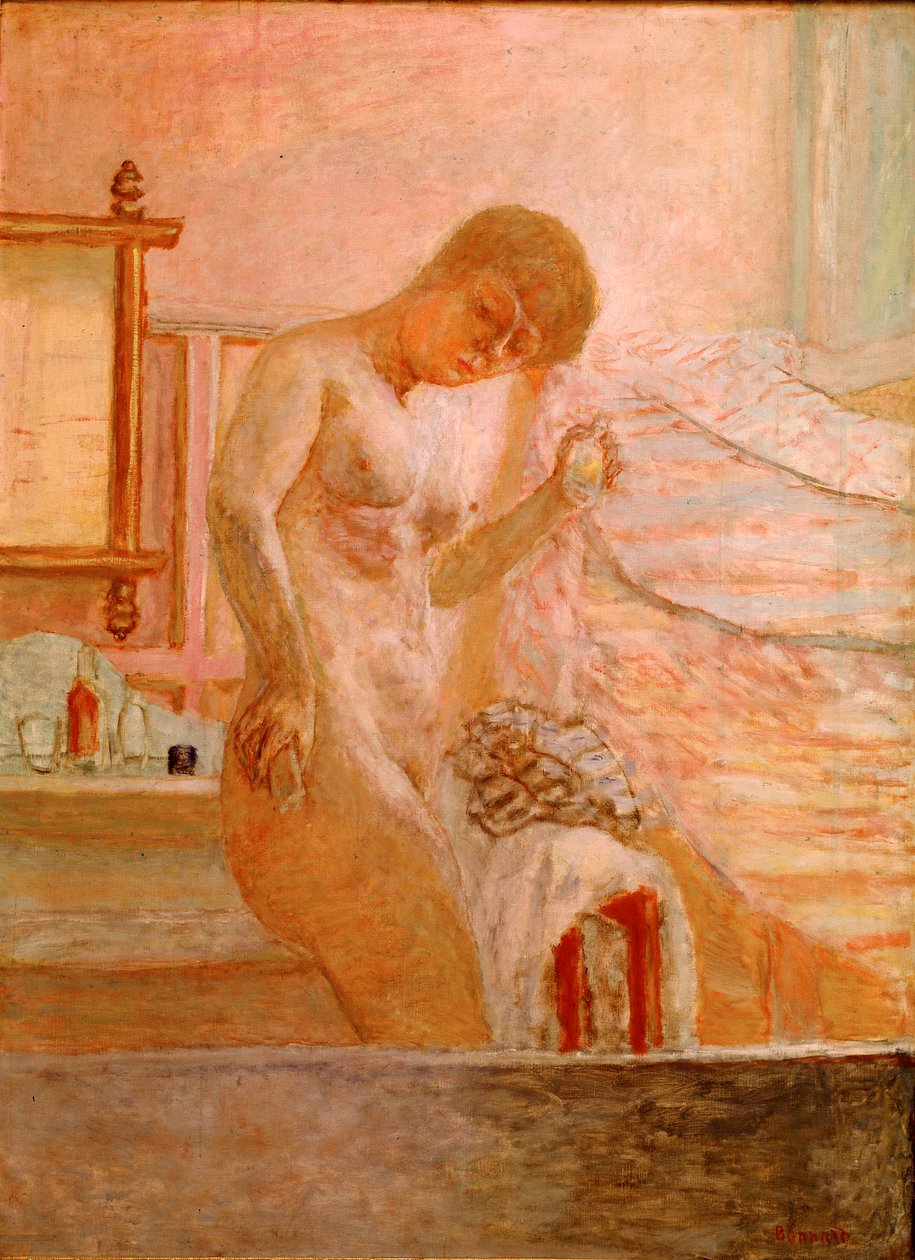 Alasti seisoo wc:ssä Pierre Bonnardin maalaus (1867-1947) 1920 Pariisi, kokoelma Alphonse Bellier tekijältä Pierre Bonnard