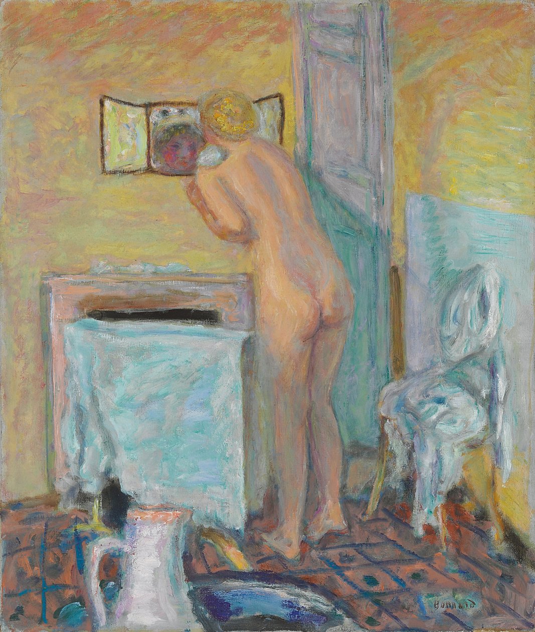 Alaston ennen peiliä tai uimassa; Alaston peilin tai kylpevän edessä tekijältä Pierre Bonnard