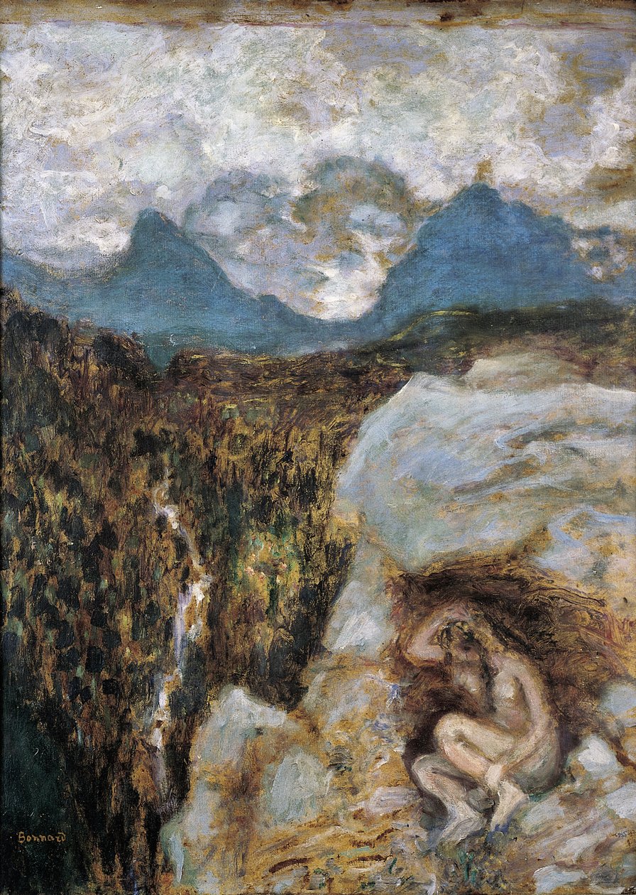 Nue au Rocher (öljy aluksella) tekijältä Pierre Bonnard