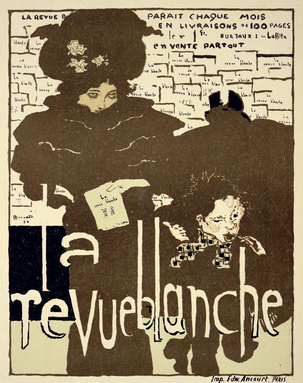 Jäljennös julisteesta, joka mainostaa "La Revue Blanchea" tekijältä Pierre Bonnard