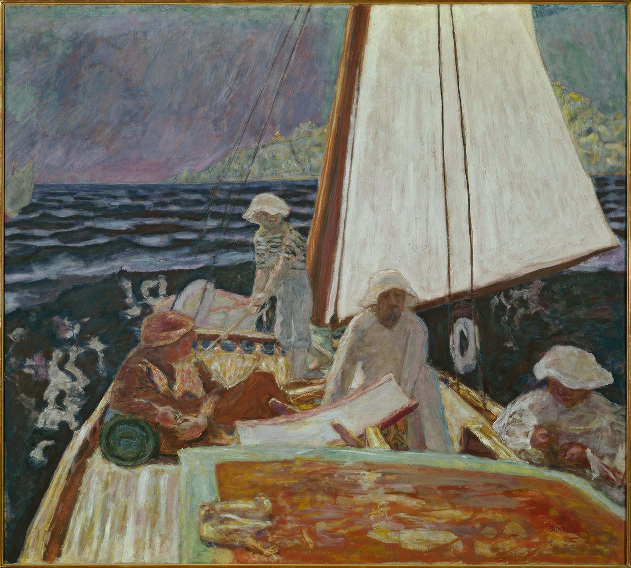 Signac ja hänen ystävänsä purjeveneessä tekijältä Pierre Bonnard