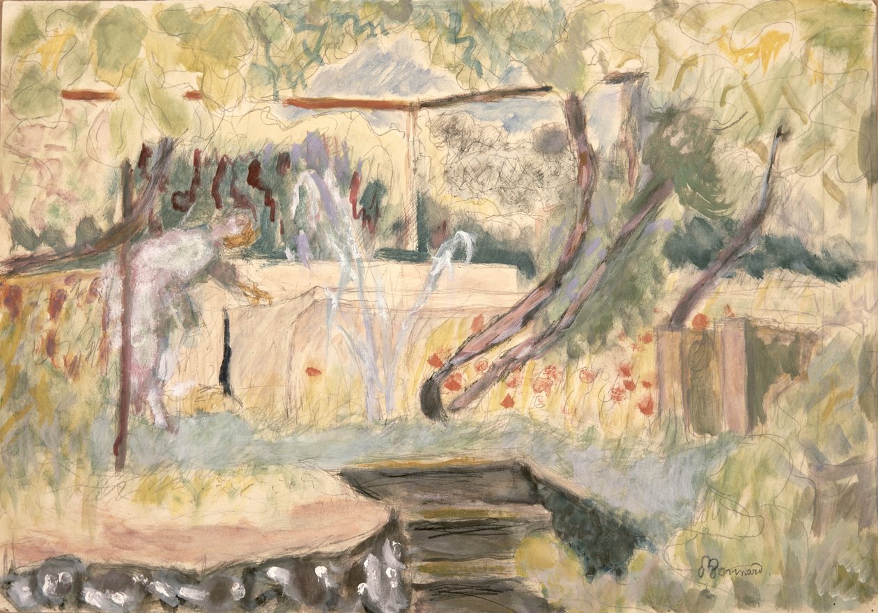 Tutkimus naiselle puutarhassa (wc ja kynä) tekijältä Pierre Bonnard