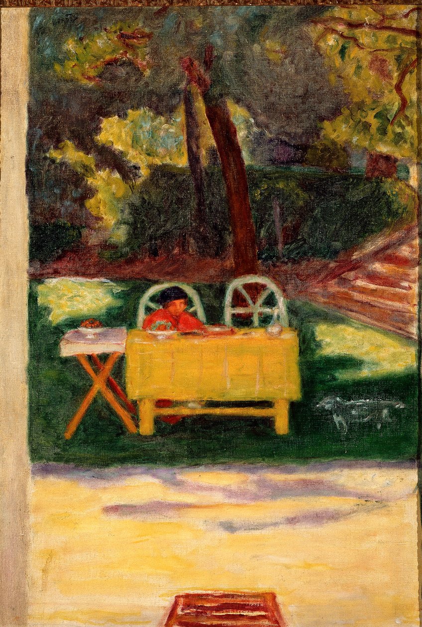 Maistelua puutarhassa. Pierre Bonnardin (1867-1947) maalaus, noin 1910. Öljy kankaalle, Aurinko: 65x44cm Milano, Yksityinen kokoelma tekijältä Pierre Bonnard