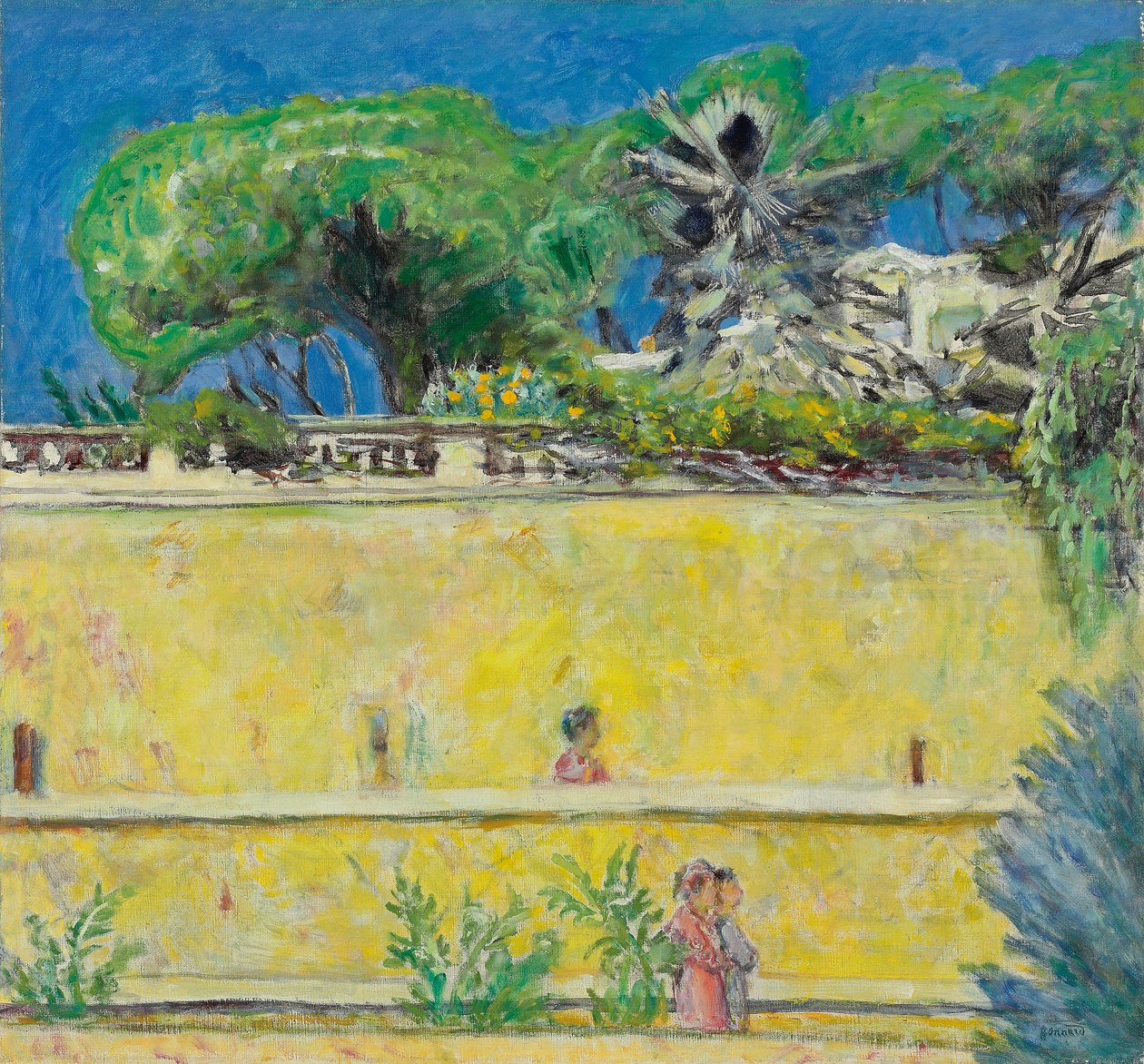 Terassi keskipäivällä, n. 1925 (öljy kankaalle) tekijältä Pierre Bonnard
