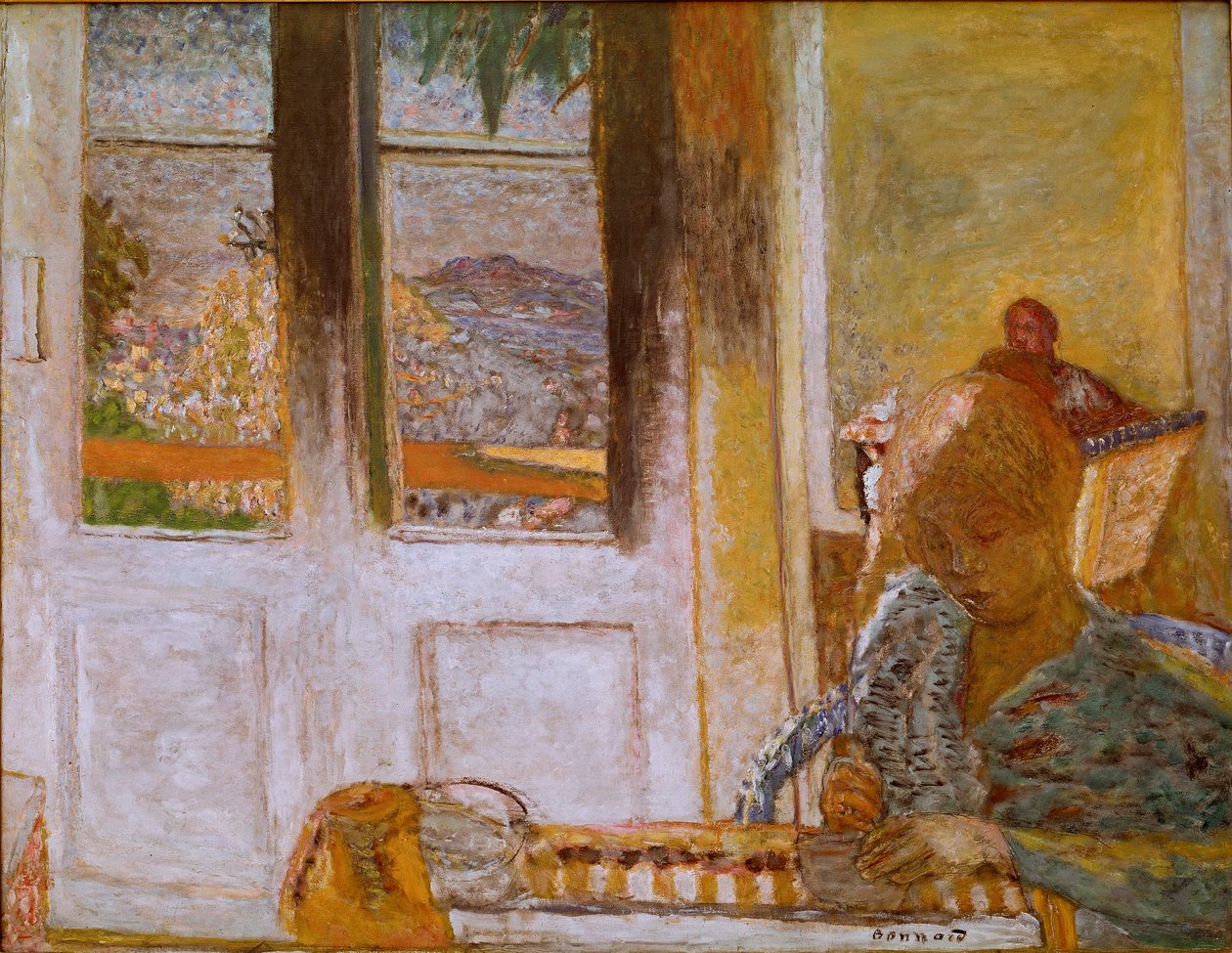 Ranskalainen ikkuna (Matin a Le Cannet) Pierre Bonnardin (1867-1947) maalaus 1932. Öljy kankaalle. Himmeä. 86x112 cm Collection Privee tekijältä Pierre Bonnard