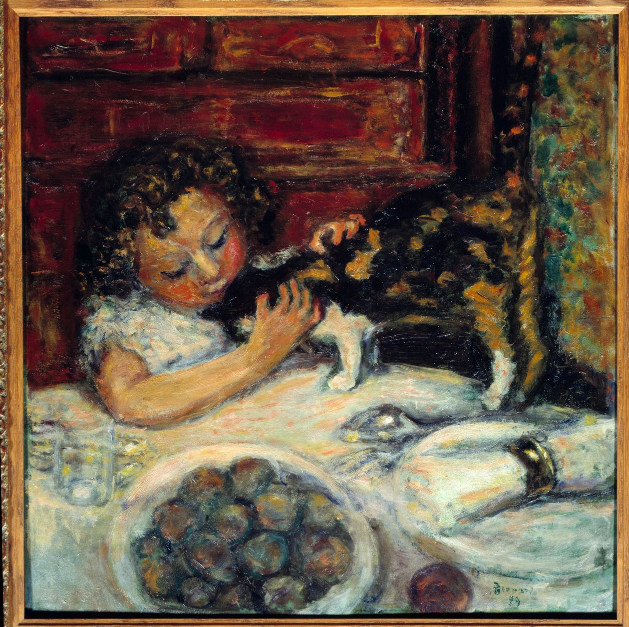 Pieni tyttö kissan kanssa tekijältä Pierre Bonnard