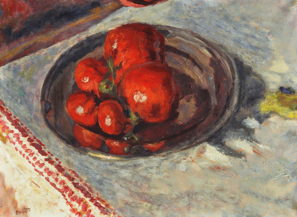 Tomaatit; Tomaatit, n. 1924 (öljy paperille asetettu kankaalle) tekijältä Pierre Bonnard