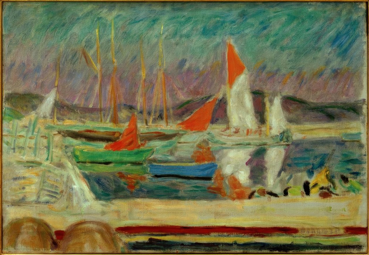 Purjeveneet Saint-Tropezin satamassa tekijältä Pierre Bonnard