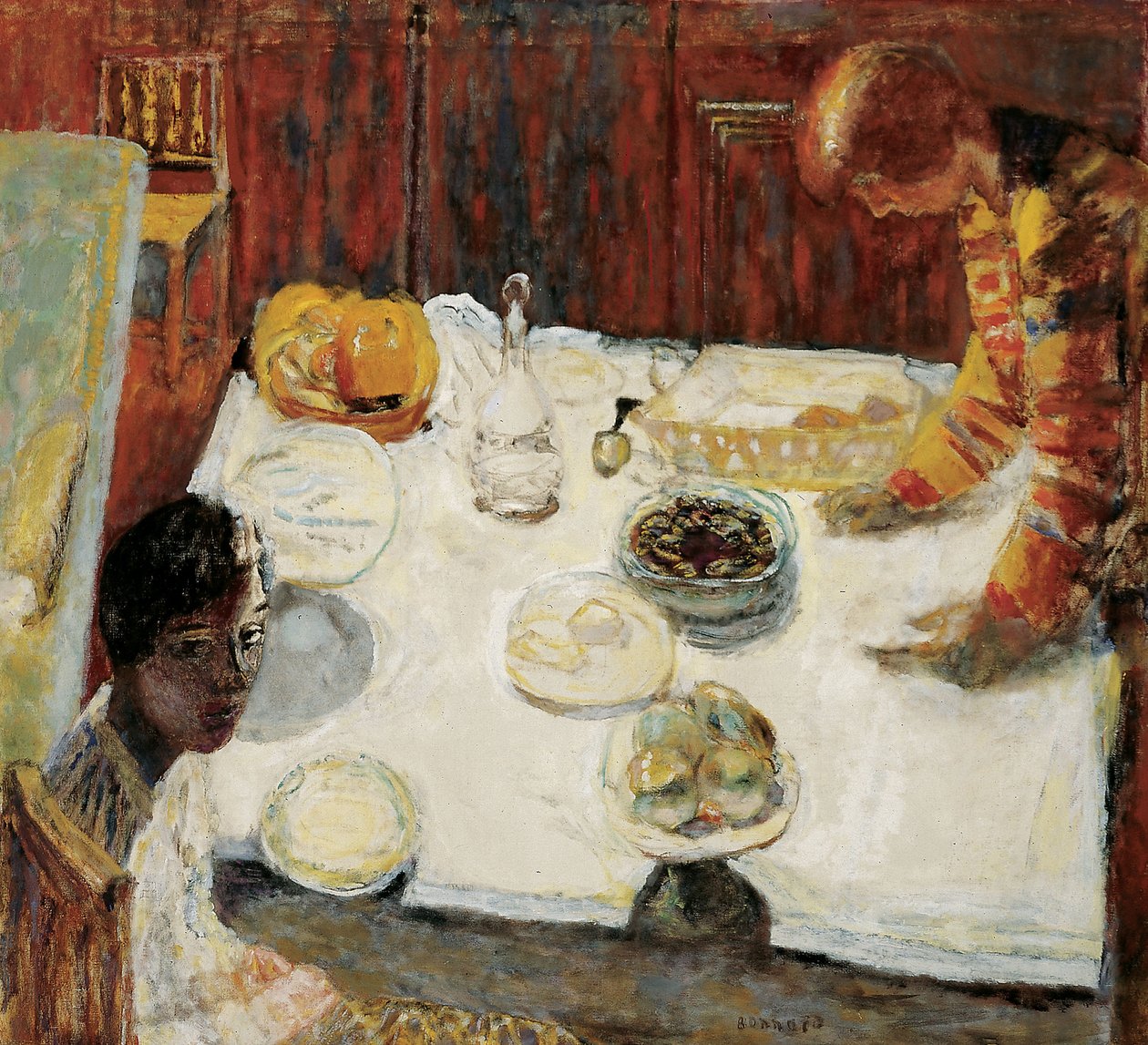 Valkoinen pöytäliinaruokasali, 1925 tekijältä Pierre Bonnard
