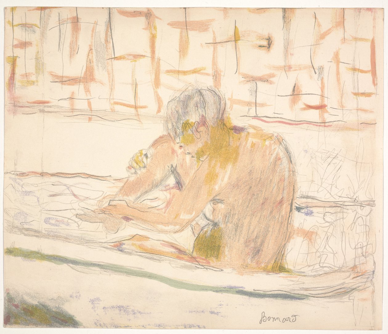 Nainen istuu kylpylässään tekijältä Pierre Bonnard