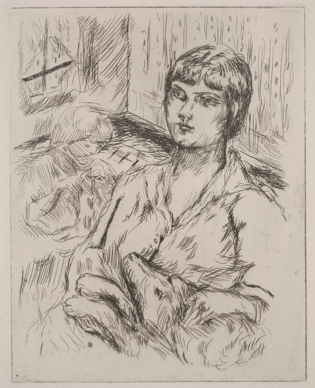Nainen koiran kanssa, kuvitus Octave Mirbeaun "Dingosta". tekijältä Pierre Bonnard