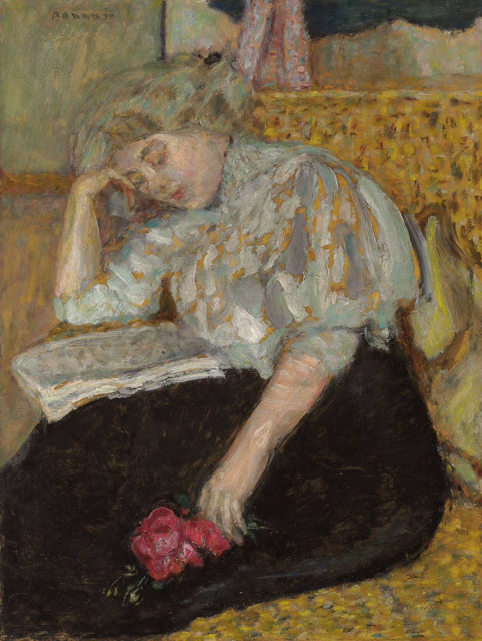 nainen ruusun kanssa; Femme a la rose, 1908 tekijältä Pierre Bonnard