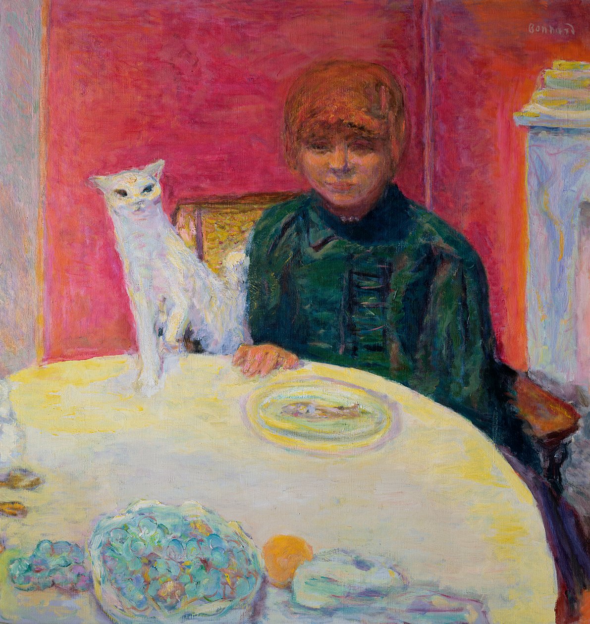 Nainen kissan kanssa, 1912 tekijältä Pierre Bonnard