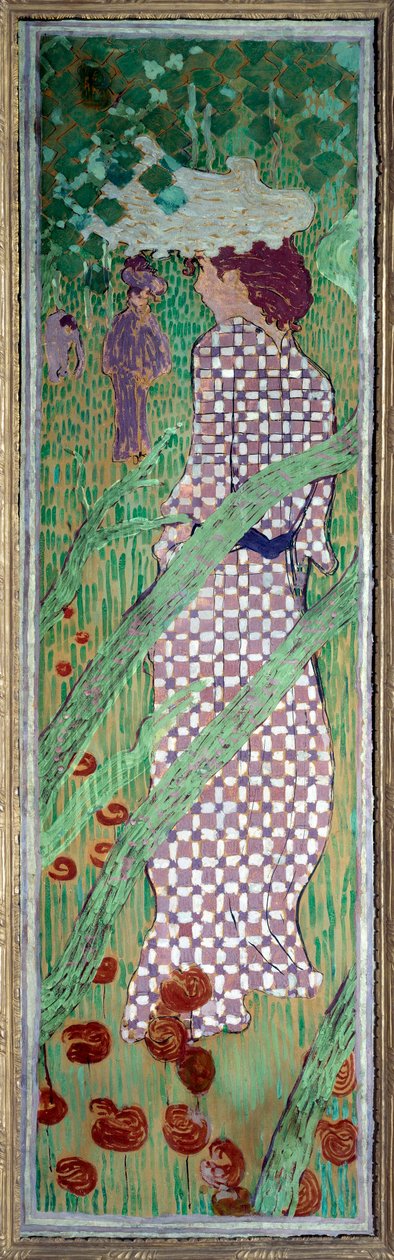Nainen quadrillea-mekossa Pierre Bonnardin maalaus (1867-1947) 1891 Dim. 1,6x0,48 m Pariisi, museo d