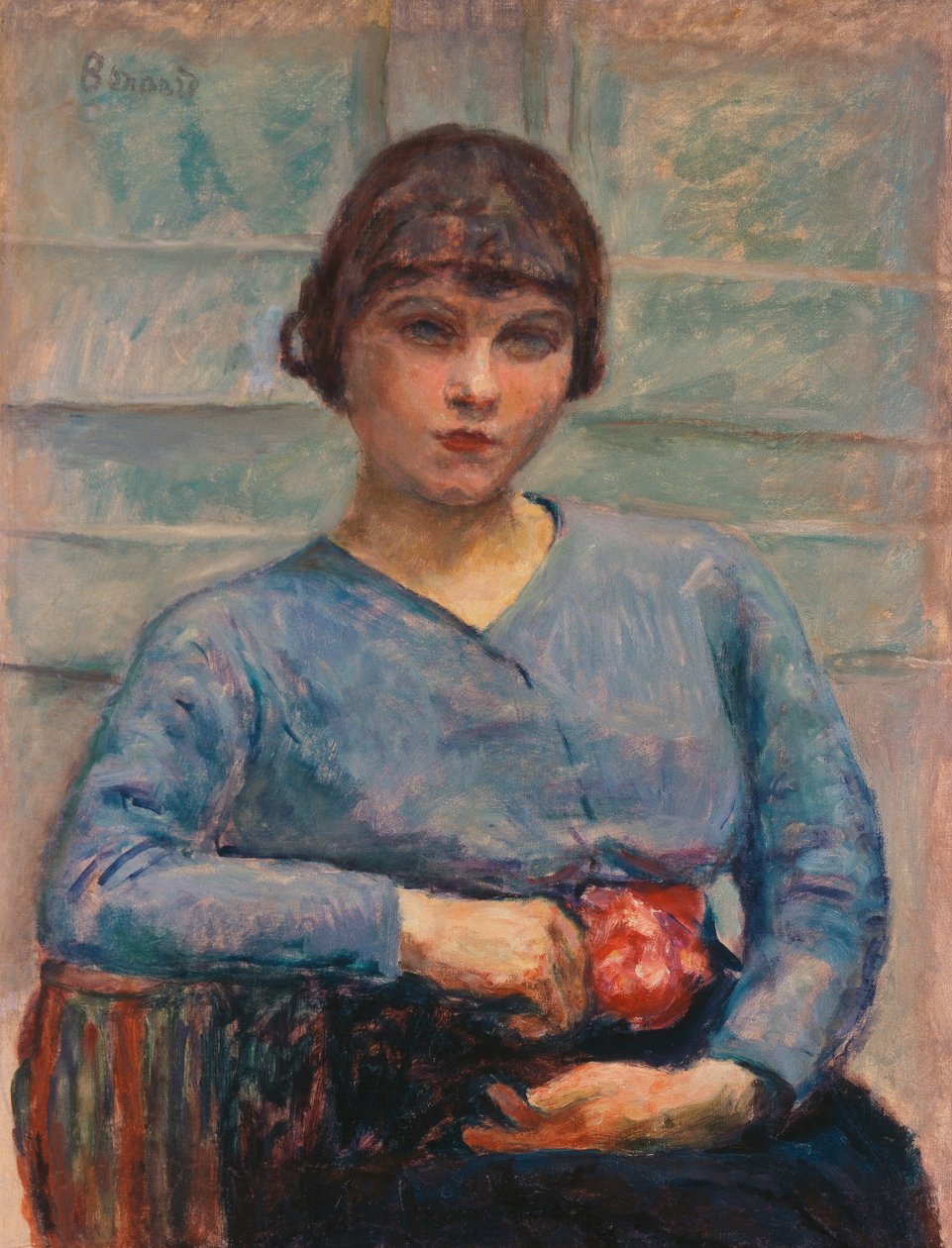 Nuori tyttö sinisessä ruusun kanssa, n. 1916 (öljy kankaalle) tekijältä Pierre Bonnard