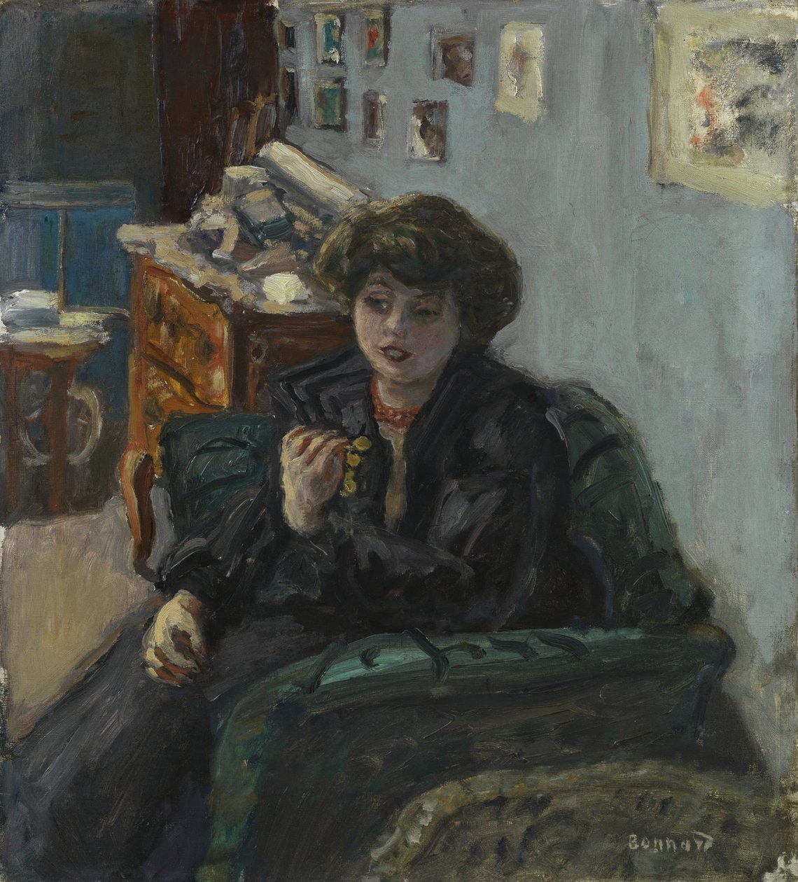 Nuori nainen sisustuksessa, n. 1906 (öljy kankaalle) tekijältä Pierre Bonnard
