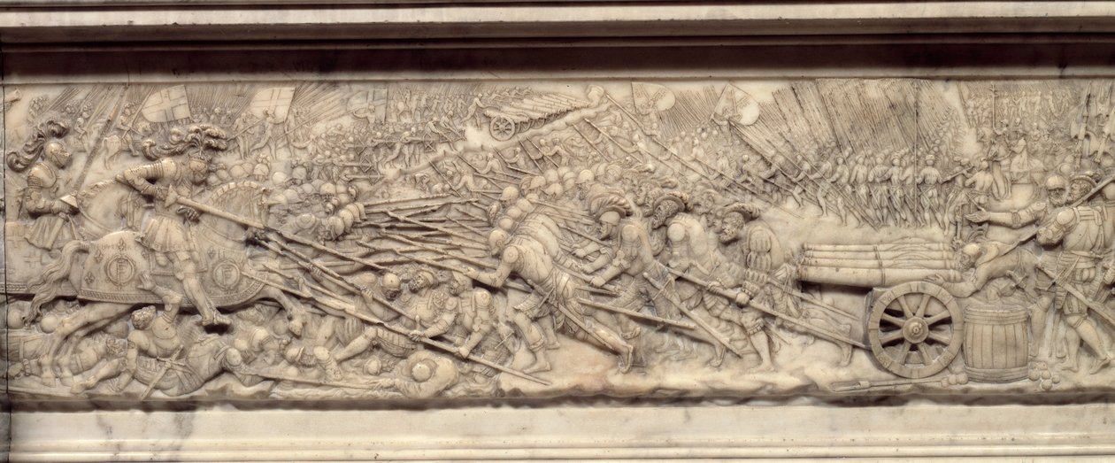 Marignanin taistelu vuonna 1515. Ranskan kuninkaan Francois I:n (1494-1547) sydämen hauta: Pierre Bontempsin matala reliefi (noin 1507-1568) tekijältä Pierre Bontemps