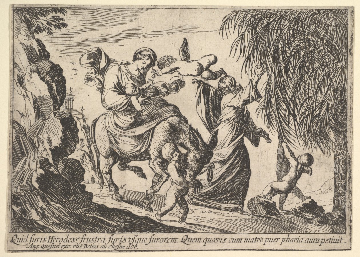 Enkelit antavat treffejä lapselle, 1610-42. tekijältä Pierre Brebiette