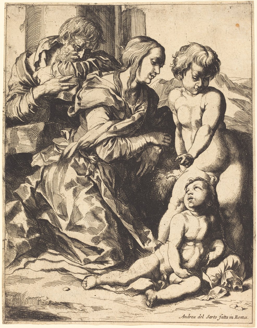 Pyhä perhe tekijältä Pierre Brebiette after Andrea del Sarto