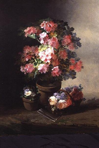 Ruusujen asetelma ruukussa, n. 1870 tekijältä Pierre Camille Gontier