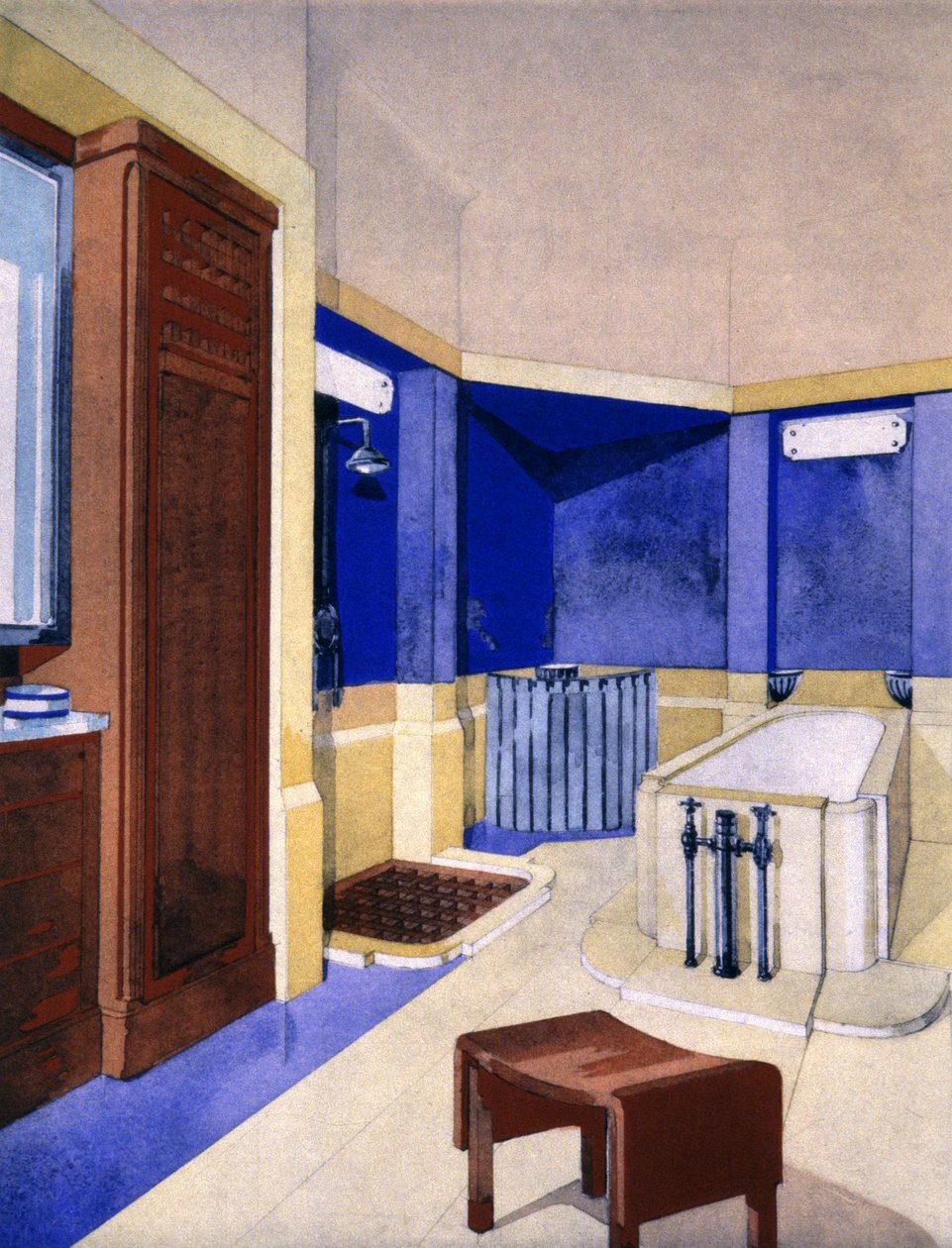 Kylpyhuoneprojekti, c. 1925 (guassi) tekijältä Pierre Chareau