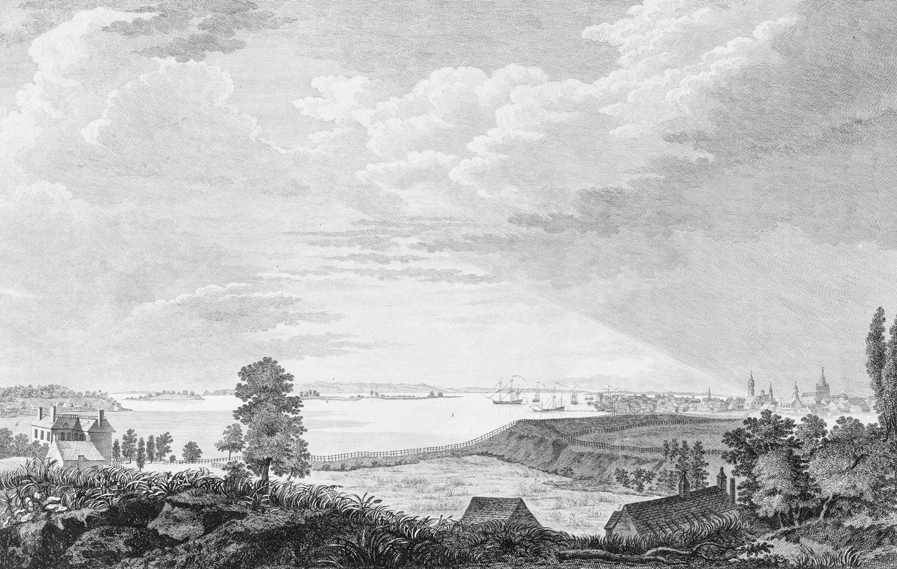 Lounaisnäkymä New Yorkin kaupungista, Pohjois-Amerikassa, n. 1768. tekijältä Pierre Charles Canot
