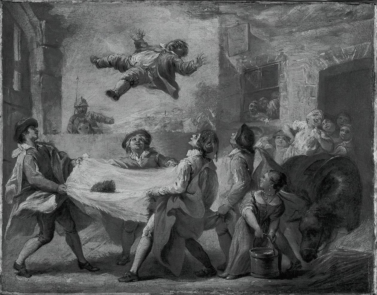 Sancho Panzaa heitetään peittoon, 172324. tekijältä Pierre Charles Tremolieres