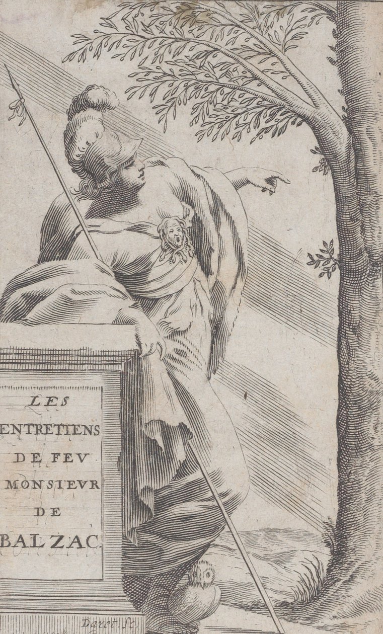 Etukappale, edesmenneen herra Balzac Les Entretiens de Feu Monsieur d... -haastatteluista, 1660. tekijältä Pierre Daret