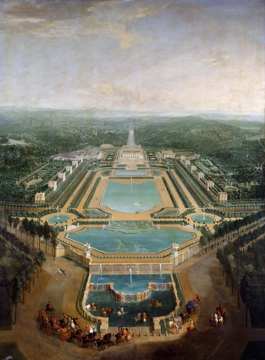 Yleisnäkymä Marlyn linnasta ja puutarhoista, noin 1724 tekijältä Pierre Denis II Martin