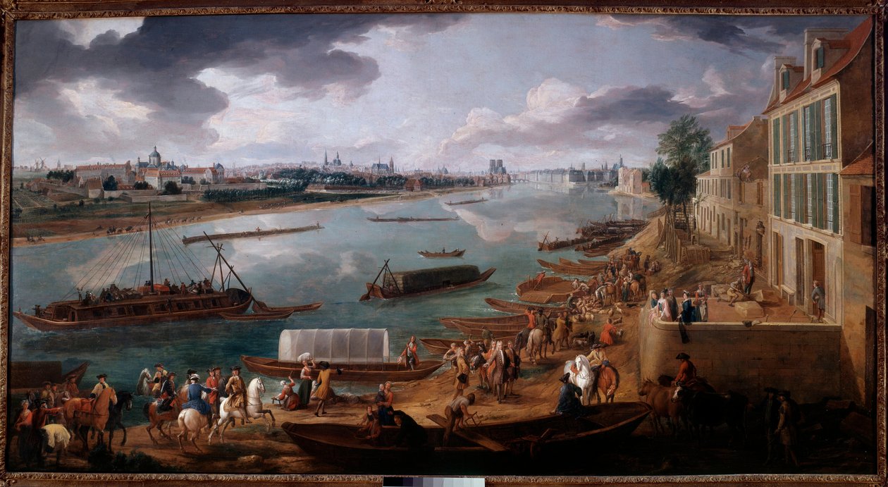 Näkymä Pariisista, otettu Quai de la Rapeelta vuonna 1716 Pierre Denis Martinin (1663-1742) maalaus 1716 Su. 1,7x3,15 m Pariisi, Musee Carnavalet tekijältä Pierre Denis Martin