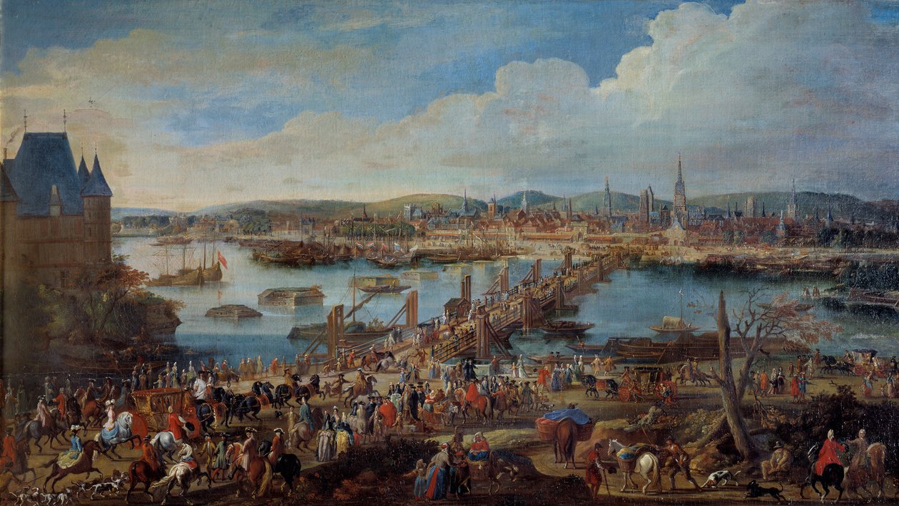 Saint Sever Detailista otettu näkymä Rouenin kaupunkiin. Pierre Denis Martinin (1663-1742) maalaus 1700-luvun su. 0,78 x 1,98 m Rouen musee des Beaux Arts tekijältä Pierre Denis Martin