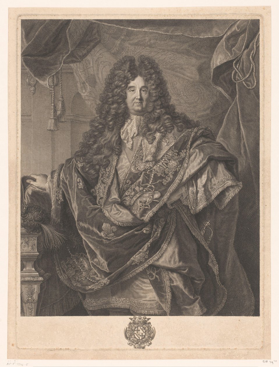 Philippe de Courcillonin muotokuva Philippe de Courcillon Marquis de Dangeau (otsikko esineessä) tekijältä Pierre Drevet