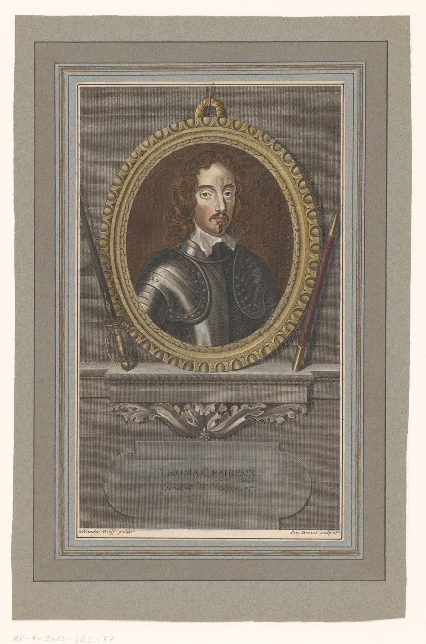 Portretti van Thomas Fairfax Thomas Fairfax (otsikko esineessä) tekijältä Pierre Drevet