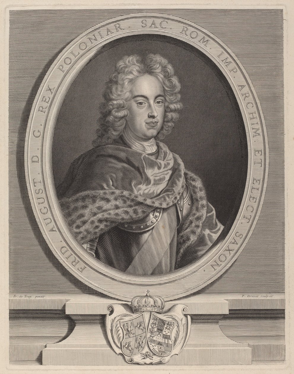 Frederick Augustus III, Puolan kuningas tekijältä Pierre Drevet, after François de Troy