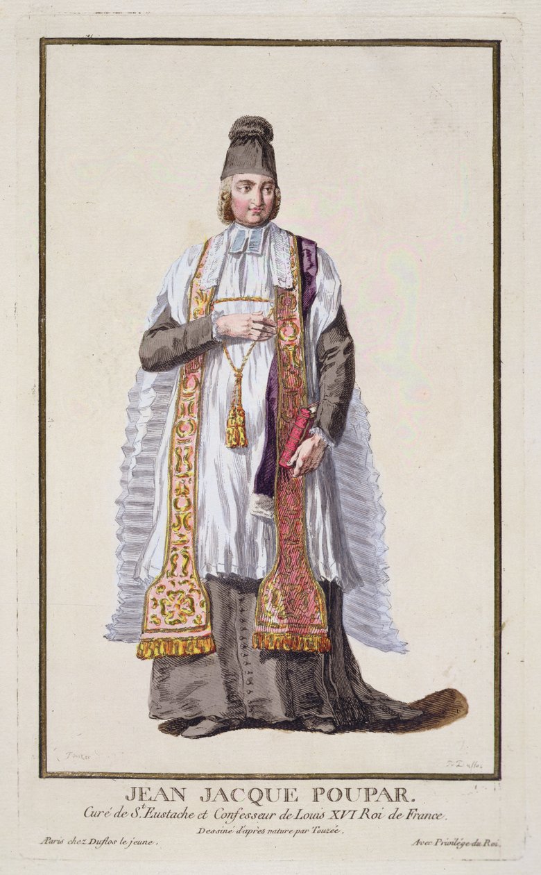 Jean-Jacques Poupard teoksesta "Recueil des Estampes, Representant les Rangs et les Dignites, kaikkien olemassa olevien kansakuntien puvun mukaan", julkaistu 1780 (käsinvärinen kaiverrus) tekijältä Pierre Duflos