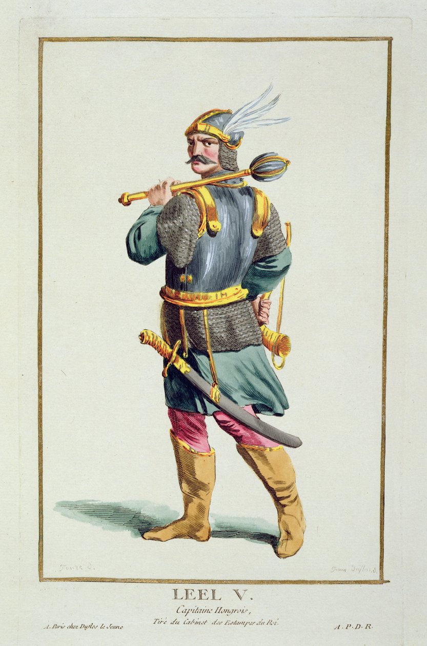 Leel V julkaisusta "Recueil des Estampes, Representant les Rangs et les Dignites, kaikkien olemassa olevien kansakuntien puvun mukaan", julkaistu 1780 (käsinvärinen kaiverrus) tekijältä Pierre Duflos